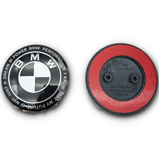 BMW KITH Black & White 2 Hole Bonnet & Boot Badge 2 x 82mm 5114705779 image 0