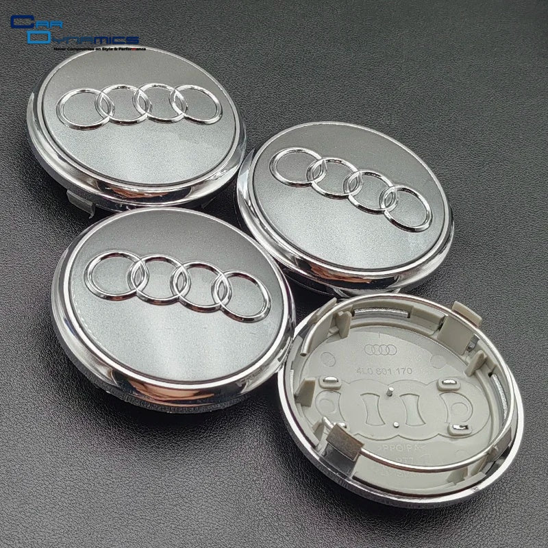 Audi Grey & Silver Wheel Centre Caps 4pcs image 0
