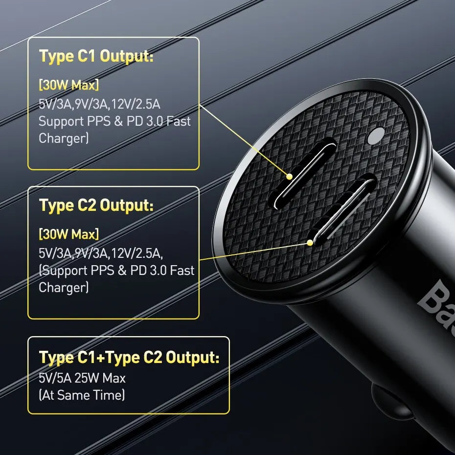 Baseus 30W Car Charger | USB & USB-C | Quick Charge 4.0 & PD Fast Charging image 5