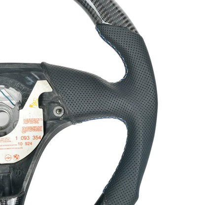 BMW E36 E31 Carbon Fibre Perforated Leather Steering Wheel 1991-99 Flat Bottom image 2