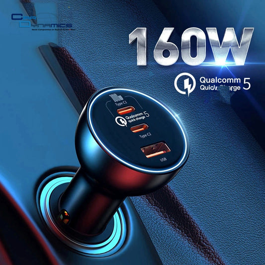 Baseus 160W Car Charger | USB & USB-C | Qualcomm 5.0, PD3.0, PPS Fast Charging image 0