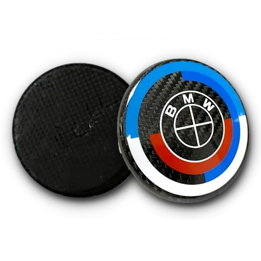 BMW Carbon Fibre 50th Anniversary Edition Bonnet / Boot Badge 74mm 2pcs image 0
