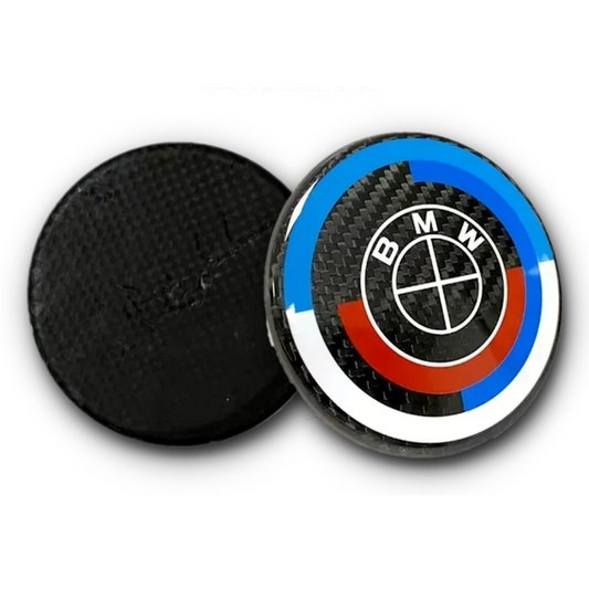 BMW Carbon Fibre 50th Anniversary Edition Bonnet / Boot Badge 74mm 2pcs image 0