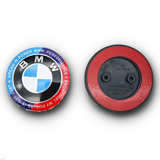 BMW KITH Tri Colour 2 Hole Bonnet & Boot Badge 1 x 82mm 5114705779 image 0