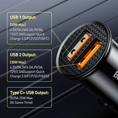 Baseus 30W Car Charger | USB & USB-C | Quick Charge 4.0 & PD Fast Charging image 7