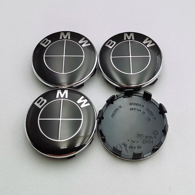 BMW Triple Black Alloy Wheel Centre Caps 4pcs 56mm image 0