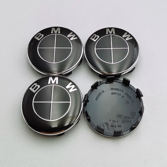 BMW Triple Black Alloy Wheel Centre Caps 4pcs 56mm image 0