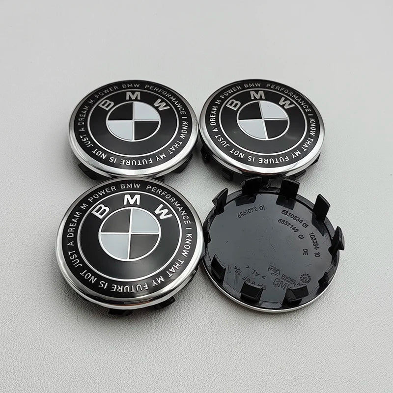 BMW Black & White Kith Alloy Wheel Centre Caps 4pcs 56mm image 0