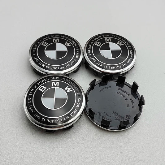 BMW Black & White Kith Alloy Wheel Centre Caps 4pcs 56mm image 0