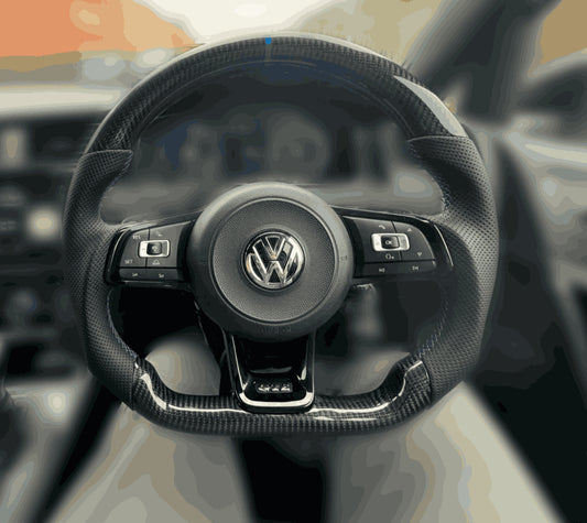 Custom Volkswagen Carbon Fibre Steering Wheel with Leather or Alcantara image 0