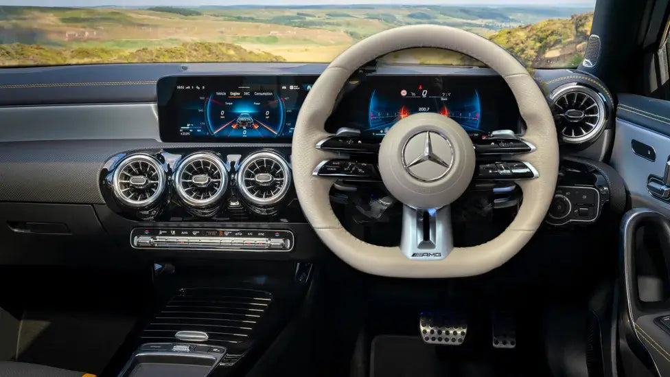 Mercedes-Benz White AMG Leather Flat Bottom Steering Wheel W167 W177 W190 W204 image 1