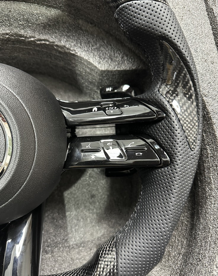 Mercedes-Benz AMG Carbon Fibre & Leather Flat Bottom Steering Wheel image 2