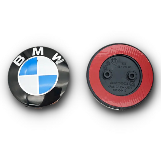 BMW Blue & White 2 Hole Bonnet & Boot Badge 2 x 82mm 51147057794 image 0