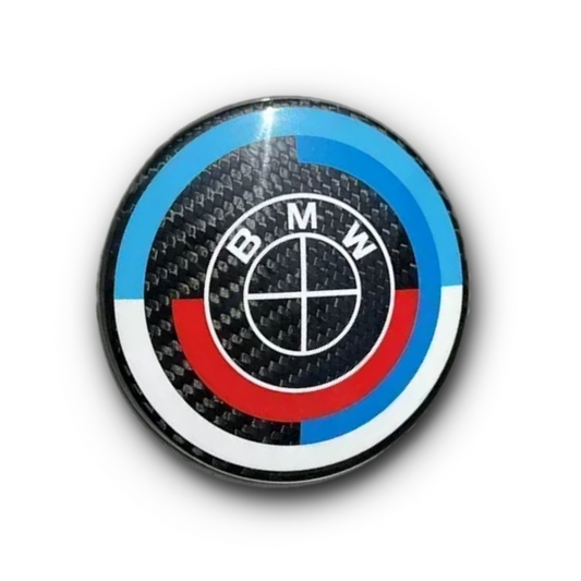 BMW Carbon Fibre 50th Anniversary Edition Bonnet / Boot Badge 74mm 2pcs image 1