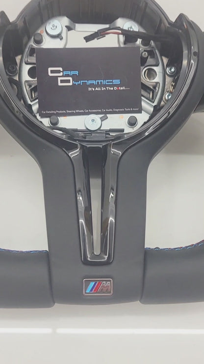 BMW Custom Leather Steering Wheel Flat Bottom M-Tech Gloss Black Edition With Heating & Vibration