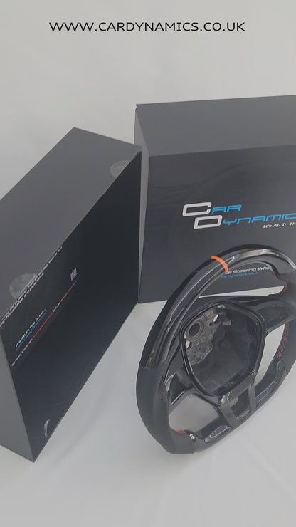 Volkswagen T6 Piano Black & Leather Steering Wheel | RAC Orange Edition