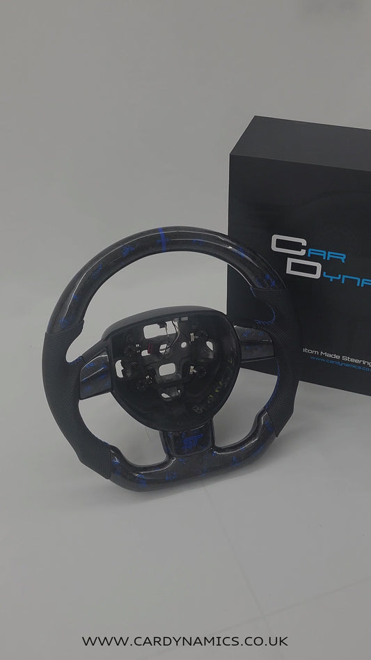 Ford Focus MK2 Forged Carbon & Leather Steering Wheel | Performance Blue Edition