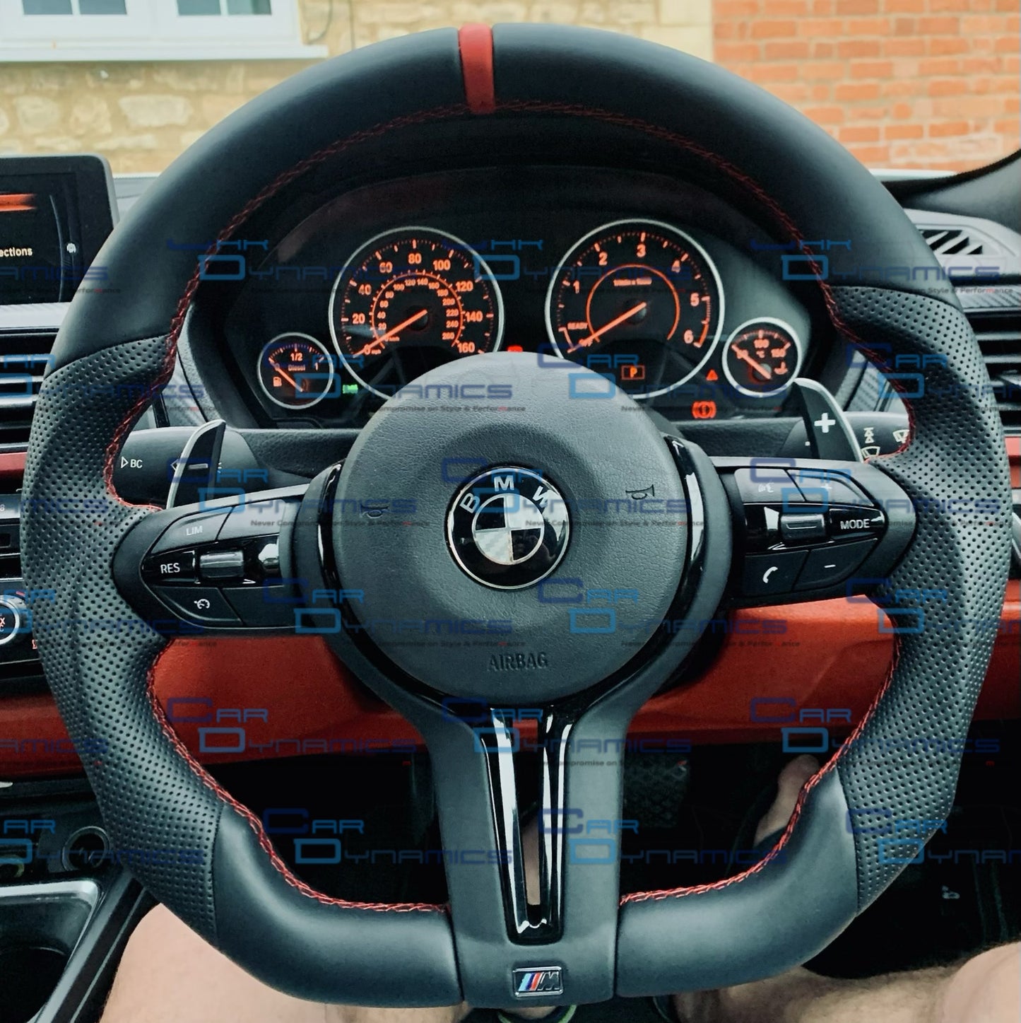 BMW Custom Leather Steering Wheel Flat Bottom | Imola Red Edition | F-Series