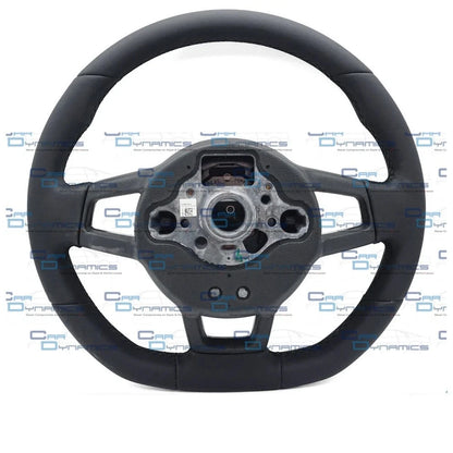 Volkswagen Leather Flat Bottom Steering Wheel | Non-Multifunctional Chrome Edition | Golf, Polo, Transporter