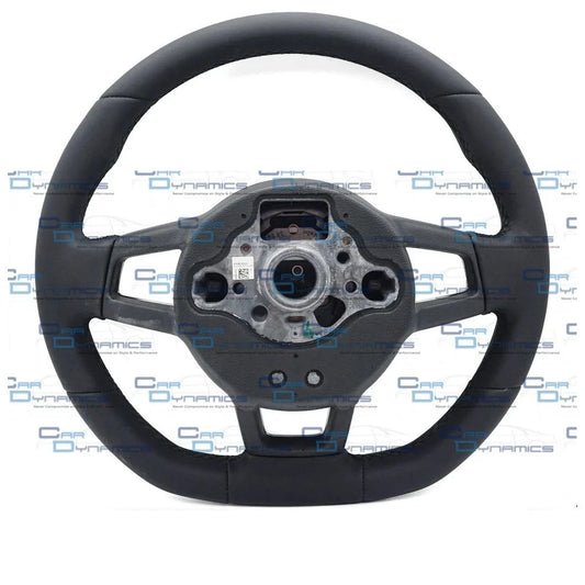 Volkswagen Leather Flat Bottom Steering Wheel | Non-Multifunctional Chrome Edition | Golf, Polo, Transporter