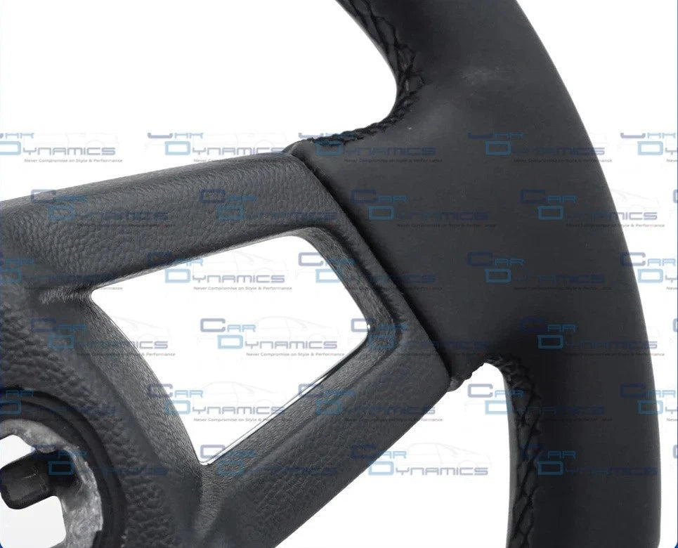 Volkswagen Leather Flat Bottom Steering Wheel | Non-Multifunctional Chrome Edition | Golf, Polo, Transporter